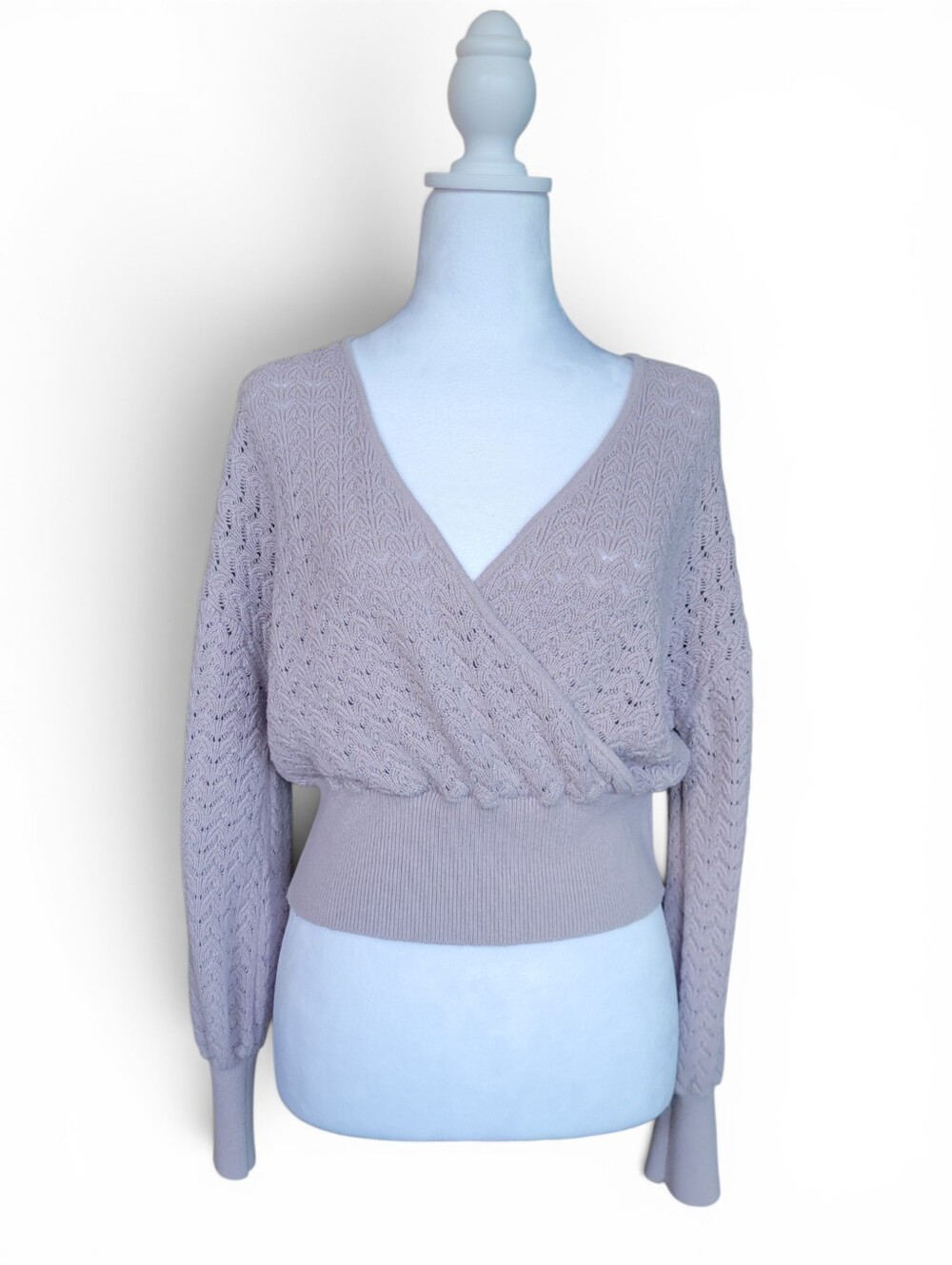 Wilfred Dear Merino Blend Faux wrap sweater Lavender Large Soft Girl - Picture 2 of 12